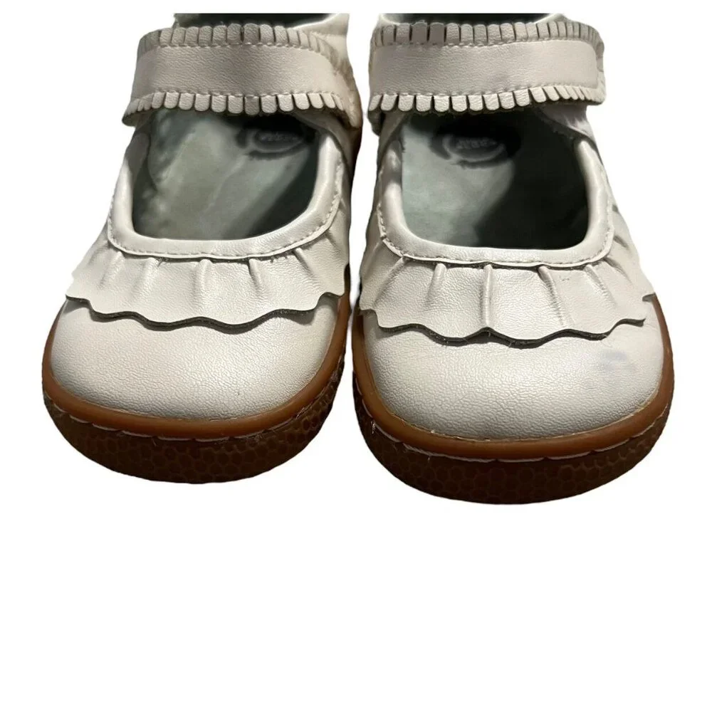 Livie & Luca Sz 8 White Pearl Ruche Mary Jane Shoes